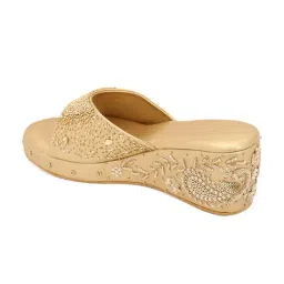 NR by Nidhi Rathi Women's Golden Casual Wedges image 5