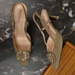Ronnie Grey Women's Khaki Back Strap Stilettos-picture-10
