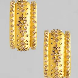 Peora Women 6Pcs Gold-Plated Kundan Studded Bangles Set-image-14