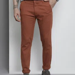 The Indian Garage Co Men Brown Slim Fit Trousers-image-14