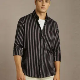Louis Philippe Black Slim Fit Striped Shirt-picture-14