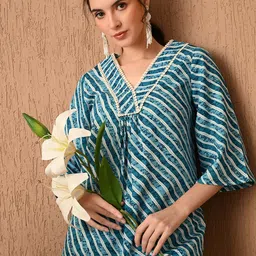 Dipani Striped Printed V-Neck Tunic With Trousers image 3