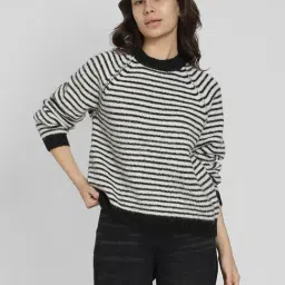 American Eagle Black Cotton Regular fit Stripes Sweaters-picture-21
