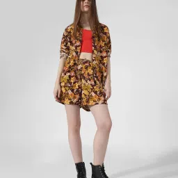 Only Brown Floral Print Shorts image 4