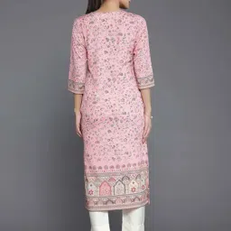 Libas Pink Printed Straight Kurta image 3