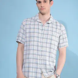 Crimsoune Club Green Cotton Slim Fit Checks Shirt-image-11