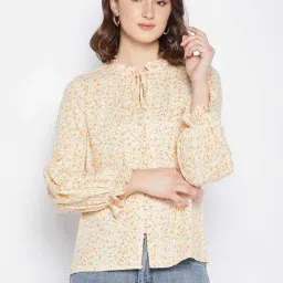 Madame Beige Floral Regular Fit Top & Tees-picture-44