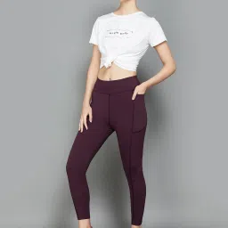 KAPPA Purple Slim Fit Sports Tights image 4