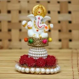 eCraftIndia Lord Ganesha Idol on Decorative Handcrafted Plate for Home and Car-image-51