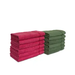 Spaces Seasons Best QD Self Coral & Green 380 GSM Cotton Hand Towel - Set of  12-image-12