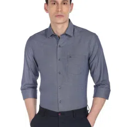 Arrow Navy Blue Cotton Slim Fit Printed Shirt-image-55