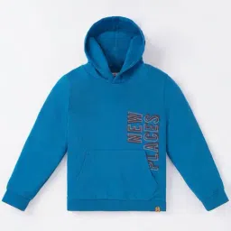 Ed-a-Mamma Kids Blue Cotton Printed Full Sleeves Hoodie-image-61