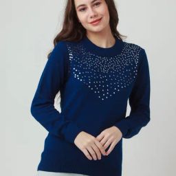 Zink London Blue Embellished Sweater-picture-23