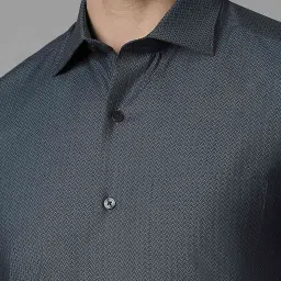 Louis Philippe Grey Cotton Regular Fit Printed Shirt image 4