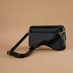 Code by Lifestyle Black Solid Shoulder Handbag image 4