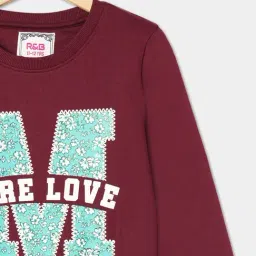 R&B Kids Maroon Graphic Print Regular Fit Sweatshirt image 3