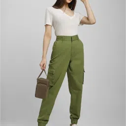 Forever 21 Olive Regular Fit Joggers image 4