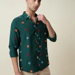 Thomas Scott Green Slim Fit Embroidered Shirt image 4
