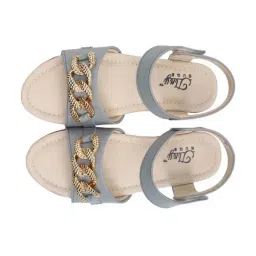 Tiny Bugs Kids Grey & Beige Ankle Strap Sandals image 4