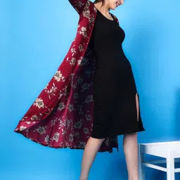 Cation Maroon Printed Long Cape image 4