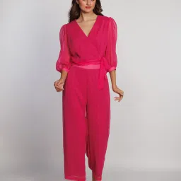 Zink London Pink Regular Fit High Rise Palazzos image 4