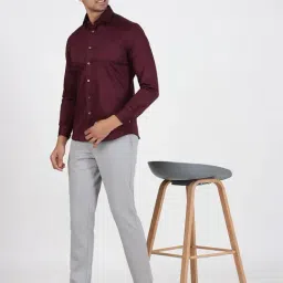 JB Studio Light Grey Slim Fit Trousers image 4