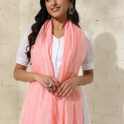 Fabindia Peach Embroidered Dupatta image 4