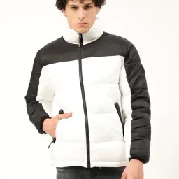 Lindbergh White Regular Fit Colour Block Quilted Jacket-image-3