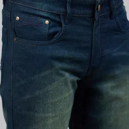 Club York Blue & Green Regular Fit Lightly Washed Jeans image 4