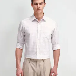Arrow Beige Cotton Regular Fit Checks Shirt-picture-31
