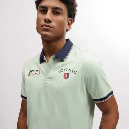 Iconic Men Solid Regular Fit Cotton T-shirt image 4