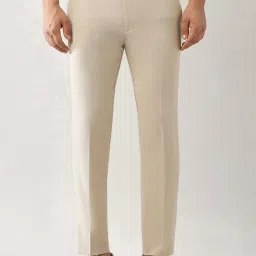 Arrow Beige Polyester Regular Fit Self Formal Trousers image 4