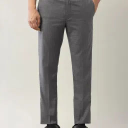 Arrow Grey Viscose Regular Fit Checks Formal Trousers image 4