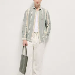 The Bear House Multi Cotton Blend Slim Fit Stripes Casual Shirt image 4