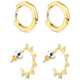 Accessorize London Real Gold-Plated Z Beaded Hoop Earrings - Set of 2 image 4