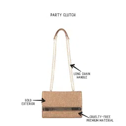Baggit Glisten Golden PU Textured Sling Handbag image 4