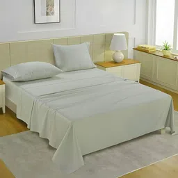 LANE LINEN Cream-Coloured Queen Bedsheet with 2 Pillow Covers-picture-26