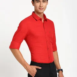 Turtle Red Cotton Slim Fit Chequered Shirt image 4