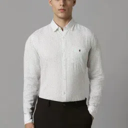 Louis Philippe White Cotton Slim Fit Printed Shirt-picture-19