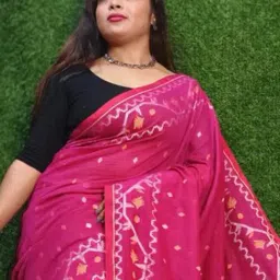 Odette Pink Woven Saree With Unstitched Blouse image 4