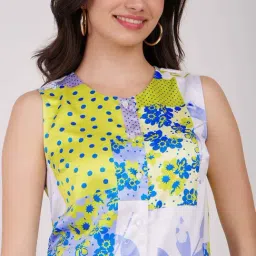 Fablestreet White & Blue Printed Top image 5