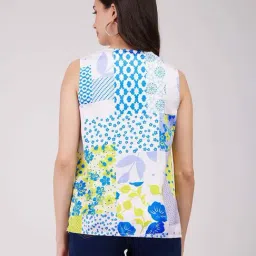 Fablestreet White & Blue Printed Top image 2