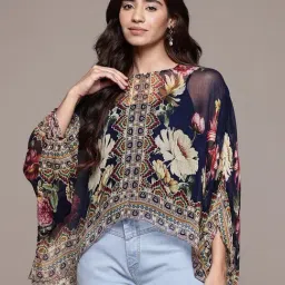 Aarke Ritu Kumar Blue Floral Tops-picture-24