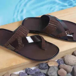 Metro Men's Brown Cross Strap Sandals-picture-11