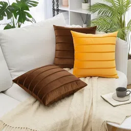 Khooti Brown & Yellow Set of 2 Square Cushion Covers image 4