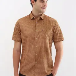 Allen Solly Brown Cotton Slim Fit Printed Shirt-picture-34