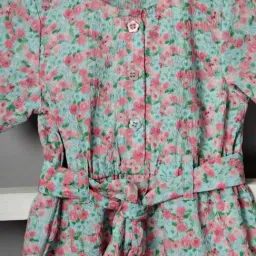 Budding Bees Girls Green Cotton Regular Fit Jumpsuit image 3