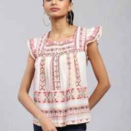 Label Ritu Kumar Pink Geometric Print Top-picture-14