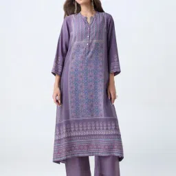 Utsa by Westside Purple Printed A-Line Kurta-image-32