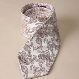 Peter England White Microfiber Embroidered Tie-picture-0